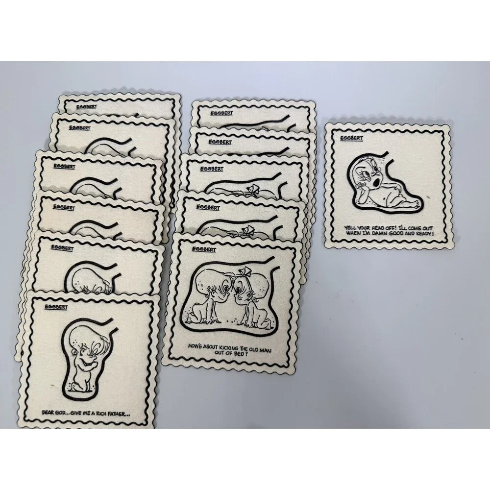 Vintage Eggbert Humorous Baby Cartoon Cocktail Napkins Set Of 15 Scalloped Edge